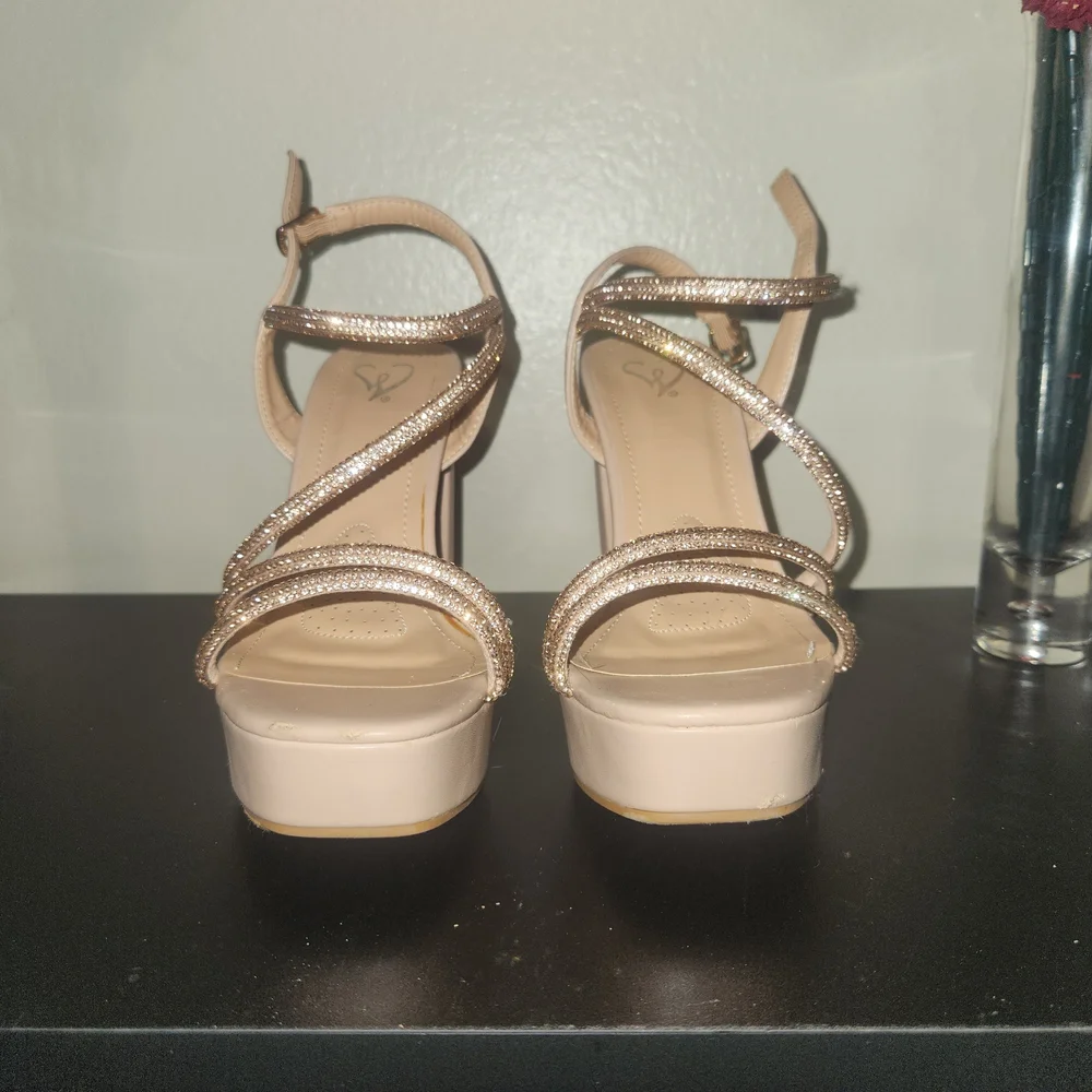 Windsor Beige and Gold Strappy Platform Sandals